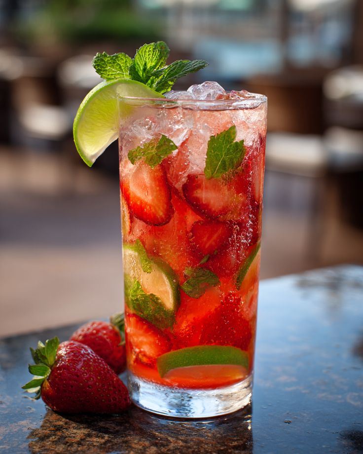Mojito with strawberry